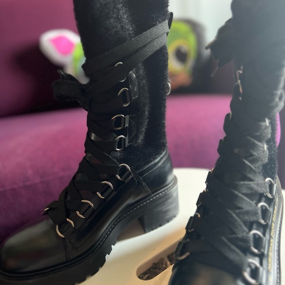 Dior D-Fight Mid Calf Black Combat Boots - Picture 14 of 15